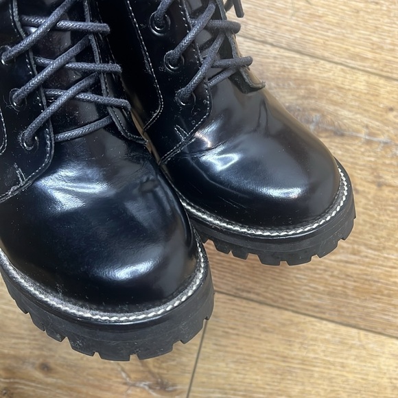 Jeffrey Campbell Legion Black Leather Lace Up Chunky Ankle Boots Size 8.5M - Picture 6 of 10